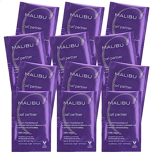 Malibu C Curl Partner Wellness Remedy (12 Packets) - Removes Mineral Build up for Healthier + Bouncier Curly Hair - Contains Gentle Antioxidants