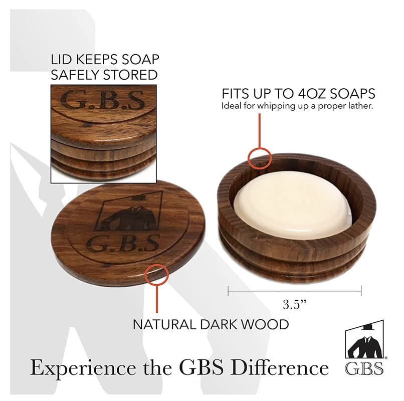 G.B.S Dark Wood Shaving Soap Bowl Cup with Lid Cover, Natural Shaving Soap, And Sandalwood Pre-Shave Oil Beauty and Personal Care G.B.S