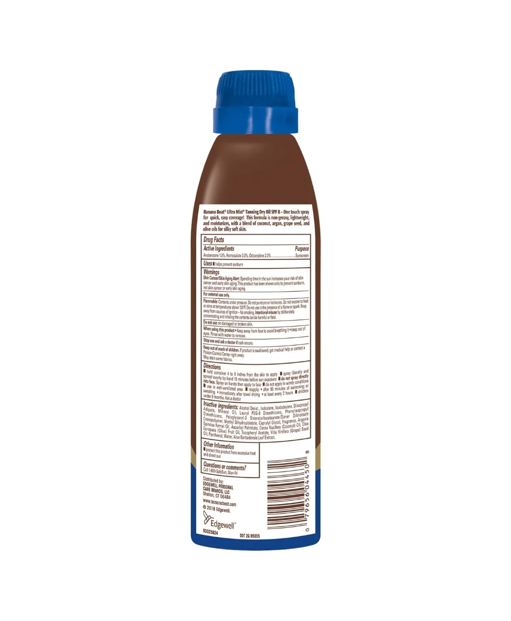 Banana Boat Continuous Spf#08 Spray Dry Oil With Argan Oil 6 Ounce (177ml) (6 Pack)