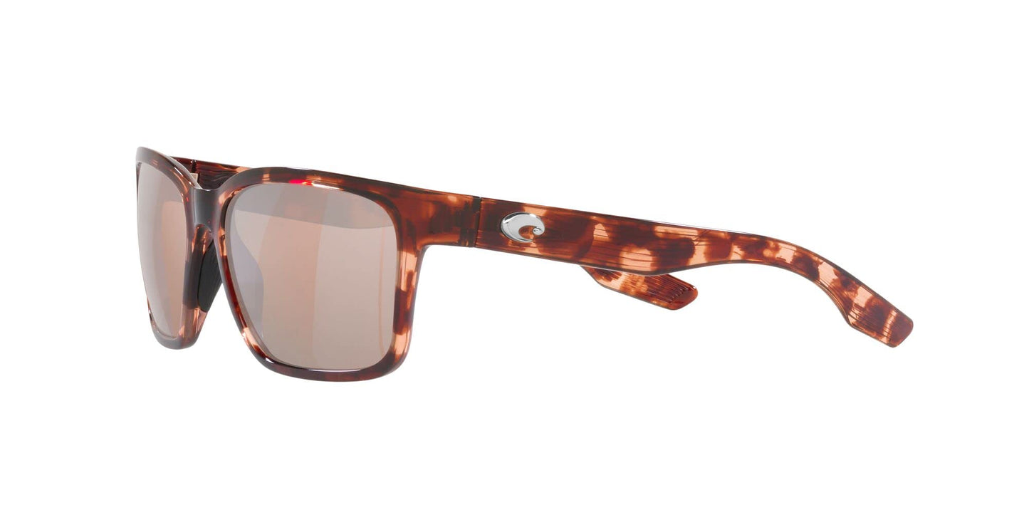 Costa Del Mar Womens Palmas Rectangular Sunglasses, Coral Tortoise/Copper Silver Mirrored Polarized-580P, 57 mm