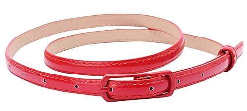 Selighting Women's Leather Belt Slim Women's Belt PU Leather for Dresses, red, Einheitsgröße