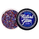 Art Factory Fireworks Body Glitter Gel - Red White and Blue Holographic Cosmetic Glitter for Face, Hair & Body - Patriotic Festival Rave Makeup, Long
