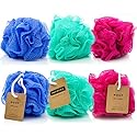 IMPRESA Mesh Bath & Shower Loofah Sponges - 5-Inch - Pack of 6 Gentle Exfoliating Body Scrubber & Bath Pouf - Home & Travel Loofah Pack - Durable
