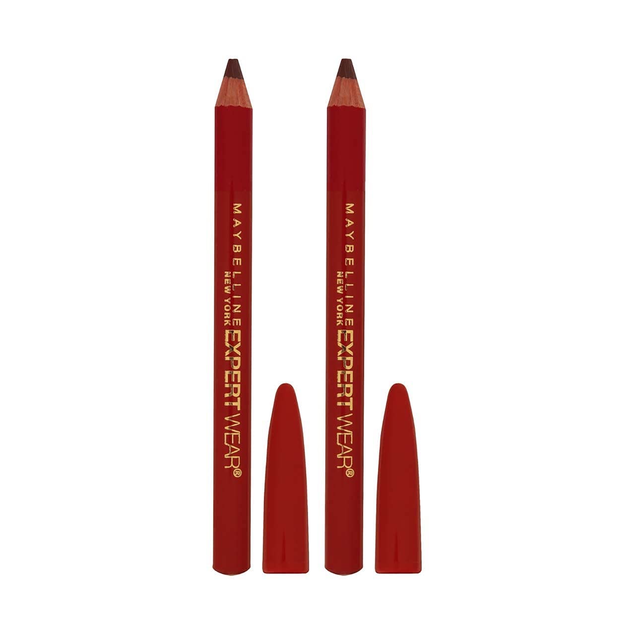 2 Packs - Maybelline New York Expert Wear Twin Brow & Eye Liner Pencils Dark Brown - 4 Pieces
