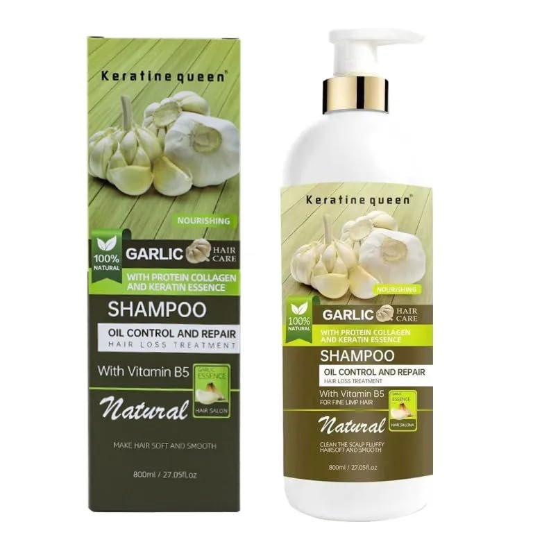 STYLE TREE Keratinequeen Garlic Hair Repair Set - Shampoo, Conditioner & Mask with Collagen & Keratin - 3-Piece Sulfate-Free Set for Hair Loss, Oil