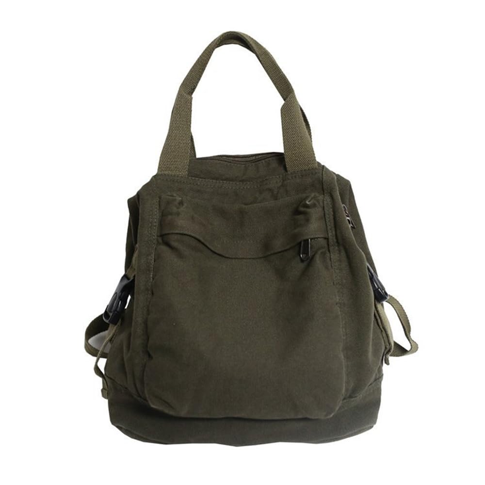 TUPIRIYN Canvas Backpack Purse for Women Large Size Tote Top Handle Bag Fashion Handbag Travel Rucksack Anti Theft (Green)