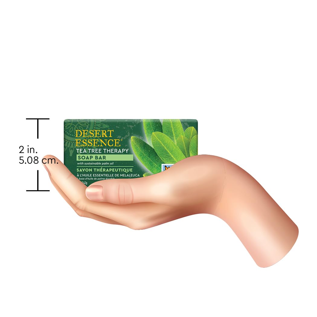 Desert Essence Tea Tree Therapy Cleansing Bar Soap - 5 Ounce - Therapeutic Skincare - All Skin Types - Jojoba Oil - Aloe Vera - Palm Oil - Moisturizes