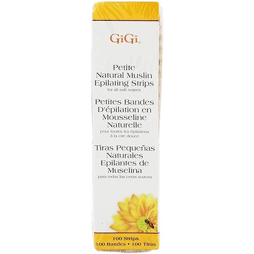 GiGi Waxing Strips for Hair Waxing/Hair Removal, Petite Natural Muslin, 100 Epilating Strips