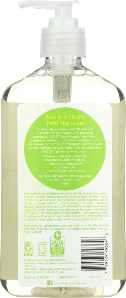 EARTH FRIENDLY SOAP HAND LIQ LEMONGRASS, 17 OZ, PK- 1