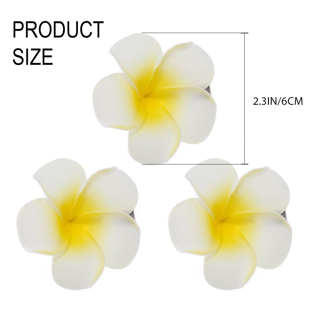 Zoestar Hawaii Flower Hair Clip Plumeria 3pcs Beach Hair Accessory for Women