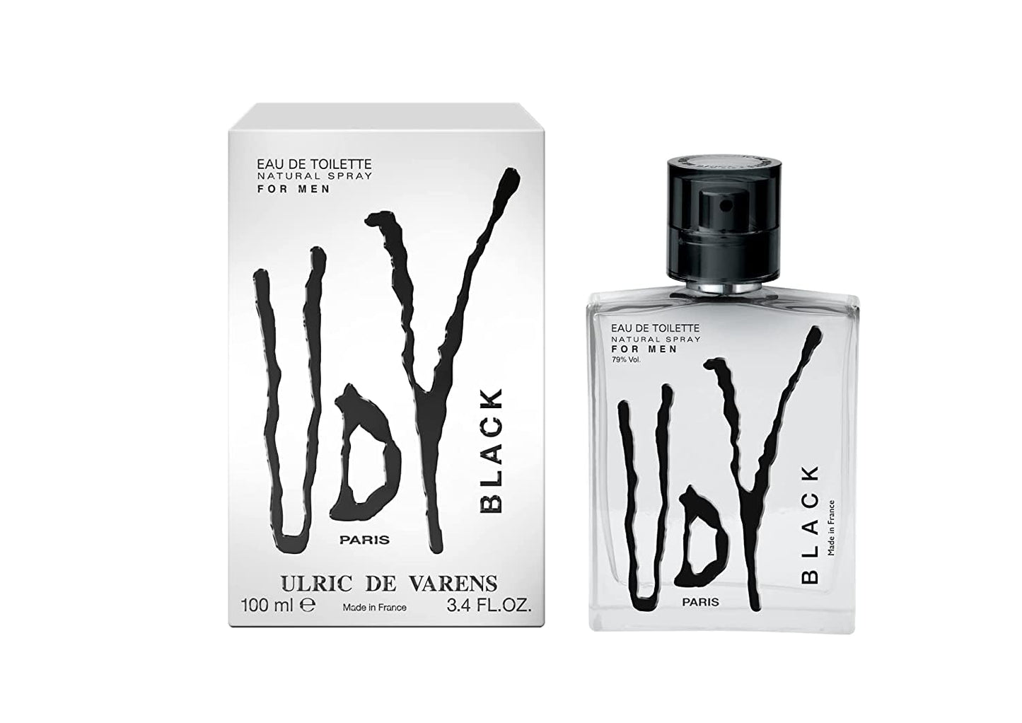 Ulric De Varens BLACK - Eau De Toilette for Men - Modern, Classic, Citrusy Scent - Woody, Adventurous Notes of Bergamot, Green Apple, White Flower