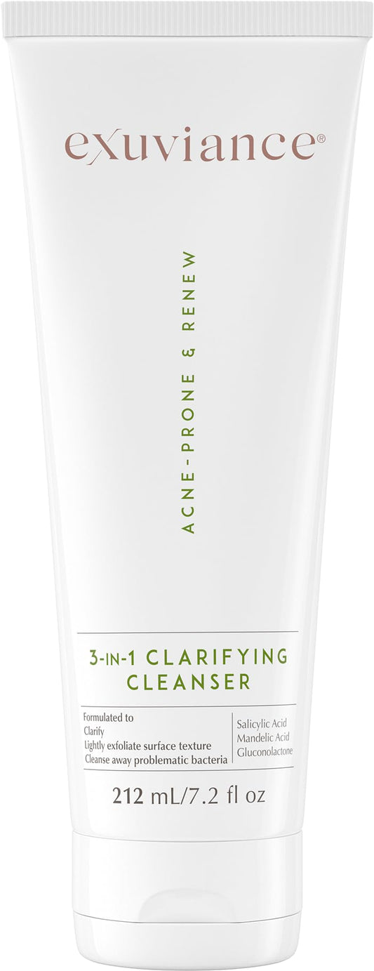 EXUVIANCE 3-in-1 Clarifying Anti-Aging Cleanser 7.2 oz – Salicylic Acid Face Wash for Acne-Prone Skin, Oil Control, Makeup Removal & Exfoliation