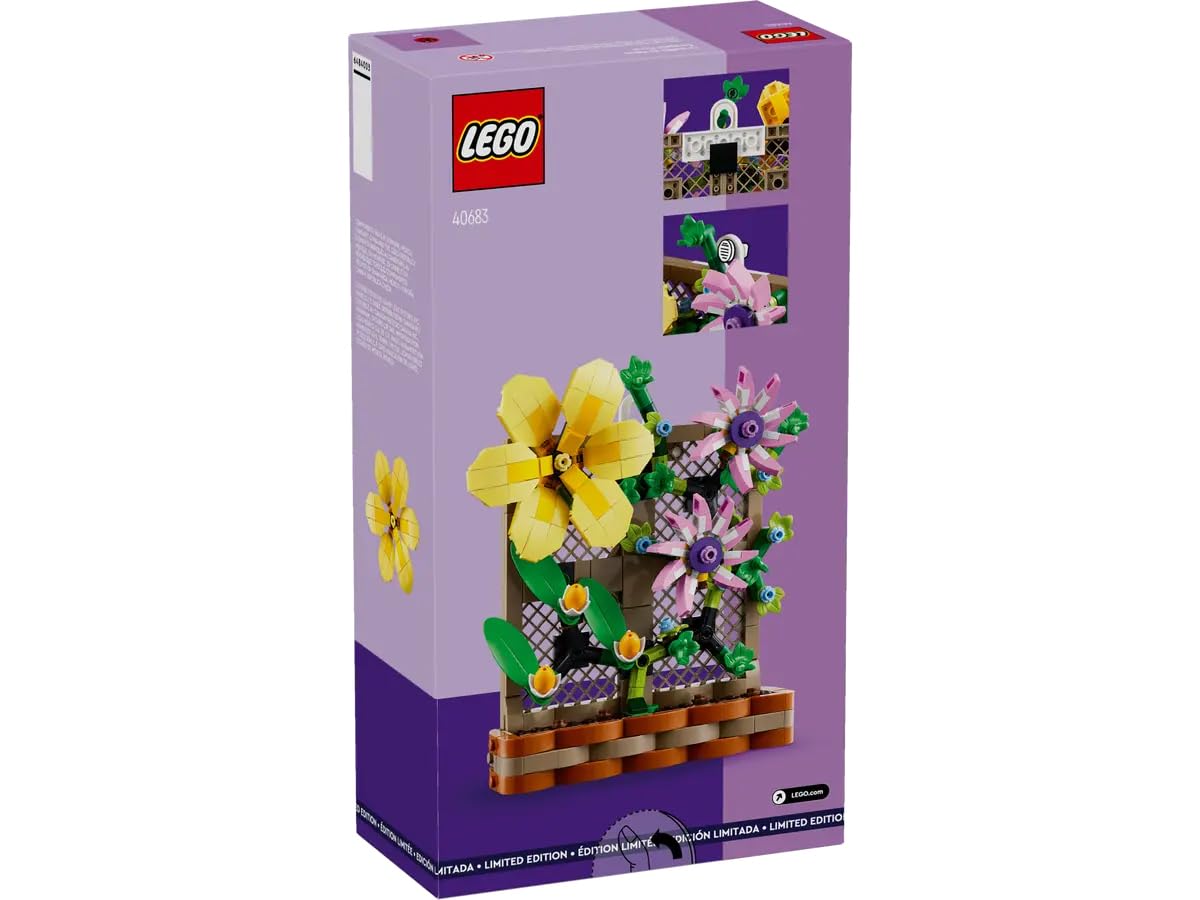 LEGO Flower Trellis Display 40683 - Spring Floral Home Decor Set with Vibrant Blooms and Trellis Detailing for Kids and Adults (440 pcs)