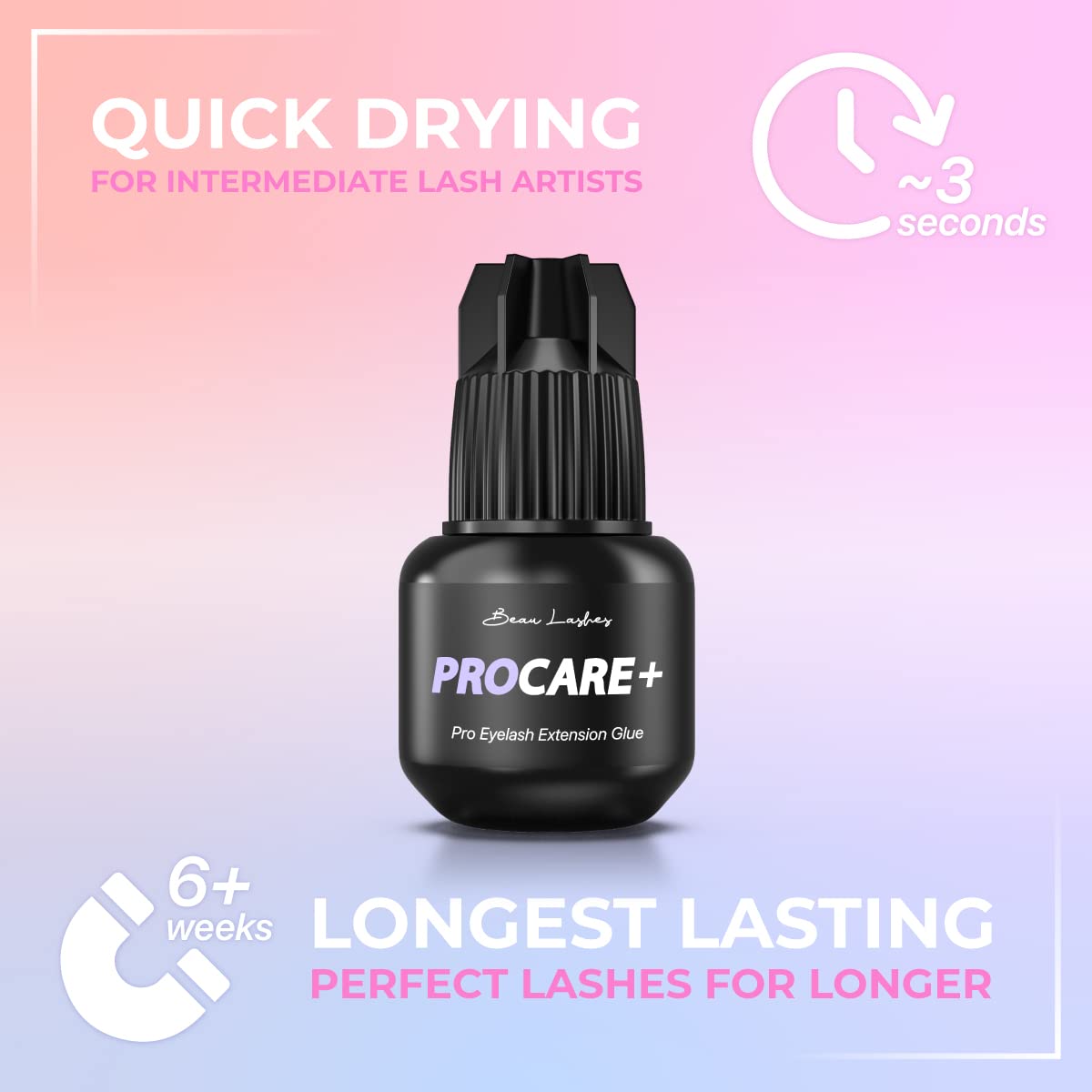 Extra Strong Eyelash Extension Glue for Professionals - Super Strong Black Bonding Adhesive for Long Lasting Semi Permanent Individual Lash Extensions