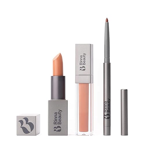 Rinna Beauty Icon Lip Kit - No Apologies - All-in-one Lip Kit - Includes Lipstick, Lip Gloss, and Lip Liner - NUDE CORAL look - Vegan, LONG-LASTING: