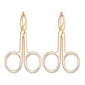 Motanar 2 Pieces Tweezers Scissor Handle Straight Tip Scissor Shaped Eyebrows Tweezers for Hair Plucker Remover Facial Hair Eyebrows Care (Golden)