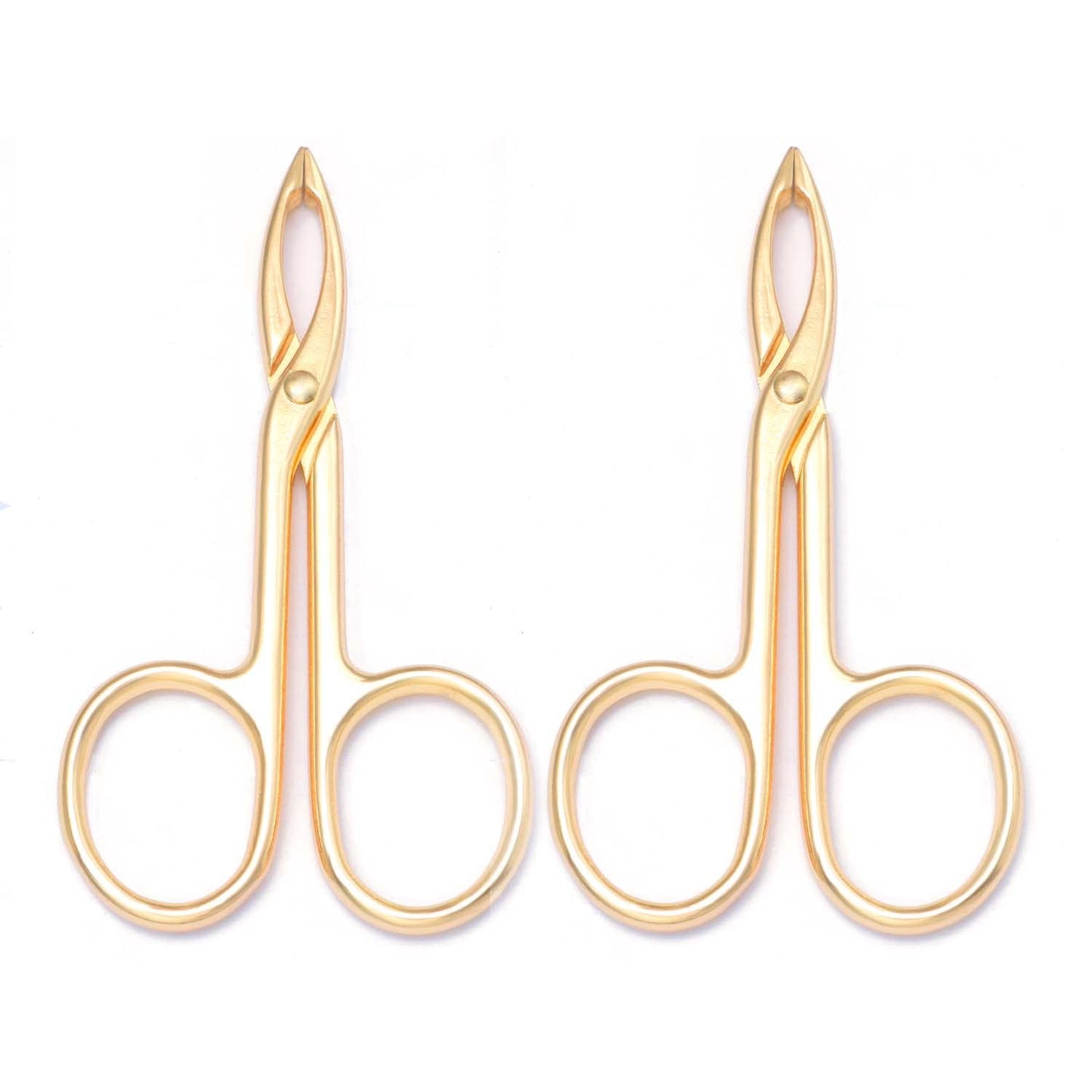 Motanar 2 Pieces Tweezers Scissor Handle Straight Tip Scissor Shaped Eyebrows Tweezers for Hair Plucker Remover Facial Hair Eyebrows Care (Golden)