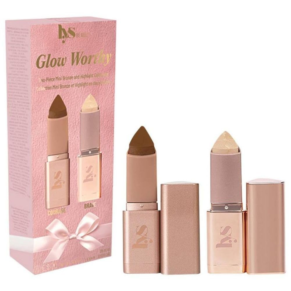 LYS Beauty Mini Glow Worthy Light Bronzer & Highlighter 2-Piece Set - Strength/Brave - Cream Bronzer Stick & Highlighter Duo