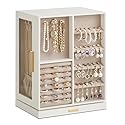SONGMICS Jewelry Box 360° Rotating, Jewelry Storage Case with 5 Drawers, Jewelry Organizer, Glass Window, Spacious, Vertical Jewelry Storage, Open…