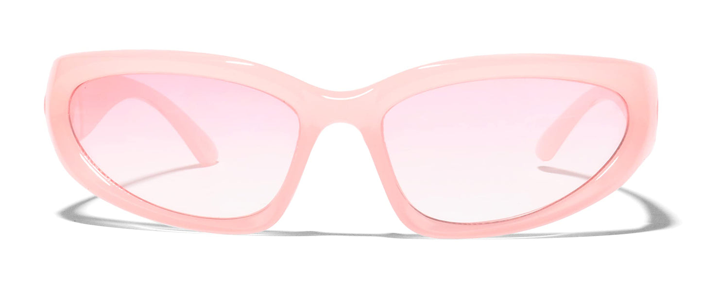 ShadyVEU Wrap Around Oval Candy Gradient Fashion Men Women Vintage Outdoor Sport Shades UV400 Sunglasses (Pink Frame/Gradient Pink Lens)