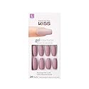 KISS Gel Fantasy Ready-to-Wear Press-On Gel Nails, “Stick Together”, Long, Dark Pink, Nail Kit with 24 Mega Adhesive Tabs, Pink Gel Glue, Manicure