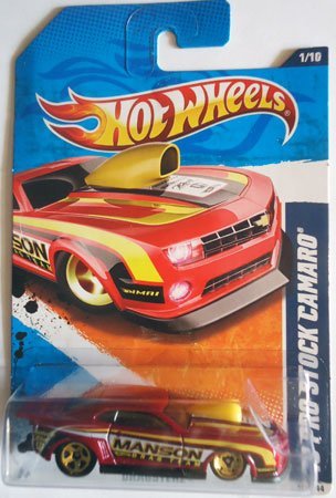 2011 Hot Wheels '10 PRO Stock Camaro dragsterz 1 of 10, #121 red Manson Drag Team