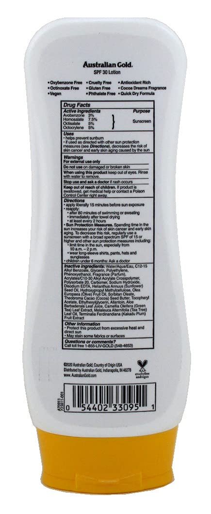 Australian Gold Spf#30 Lotion 8 Ounce Moisture Max Sunscreen (235ml) (2 Pack)