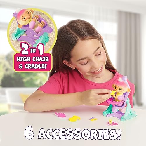 Fingerlings 2023 Interactive Baby Monkey Nursery Playset – Jas with 2-in-1 Cradle and High Chair, and 6 Accessories (Ages 5+)