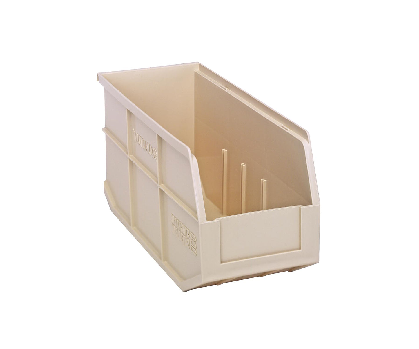 Quantum Storage K-SSB441IV-5 5-Pack Stackable Plastic Shelf Bin, 14" x 6" x 7", Ivory