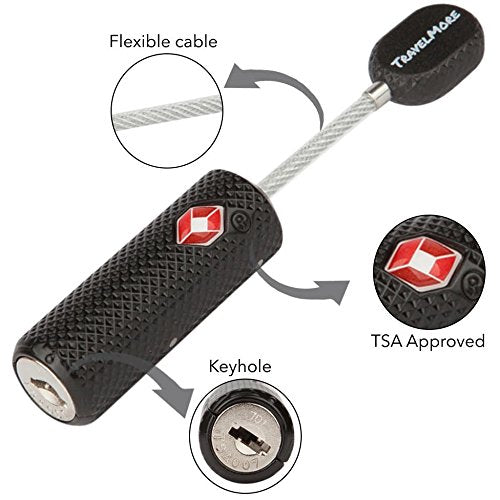 4 Pack TSA Approved Luggage Locks with Keys – Mini Key Padlocks, Flexible & Ultra Secure Travel Locks, Zinc Alloy, Black