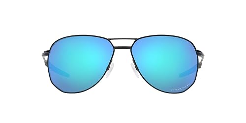 Oakley Men's OO6050 Contrail TI Aviator Sunglasses, Satin Light Steel/Prizm Sapphire Polarized, 57 mm