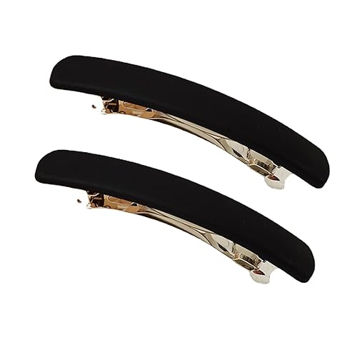 2 Pack Curved Matte French Barrettes for Thick and Fine Hair - Metal Spring Clips, Ponytail Hairpins for Chic Styling, No Slip Grip for Workouts
