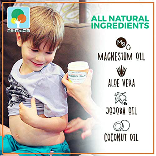 Raise Them Well Kids Calming Magnesium Balm – 4 fl oz | Natural Anxiety & Sleep Support Cream with Lavender, Coconut Oil & Jojoba