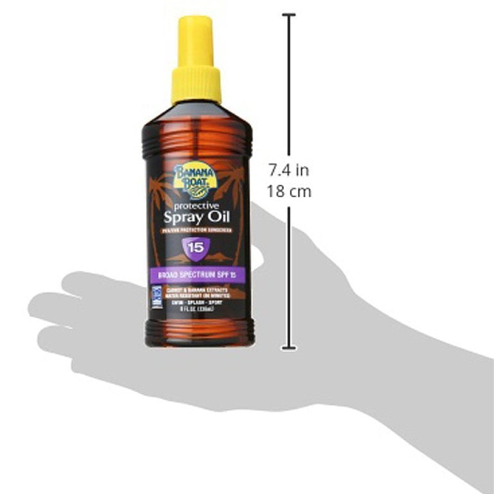 Banana Boat Protective Spray Oil, Sunscreen SPF 15 8 oz (Pack of 2)