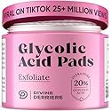 Glycolic Acid Pads with Vitamin C - Toner Pads for Face Cleansing With Tea Tree Oil - Exfoliating Pads with 20% AHA & Vitamins E, B3, B5 - Facial Peel