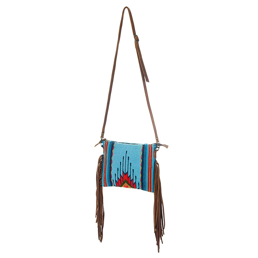 American Darling CrossBody Bag Saddle Blanket Fabric Genuine Leather Western Women Handbag Purse | for Cute Travel