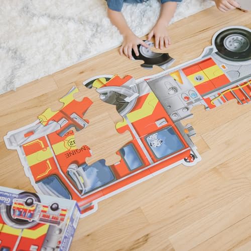 Melissa & Doug Fire Truck Jumbo Jigsaw Floor Puzzle (24 pcs, 4 feet Long) - FSC Certified