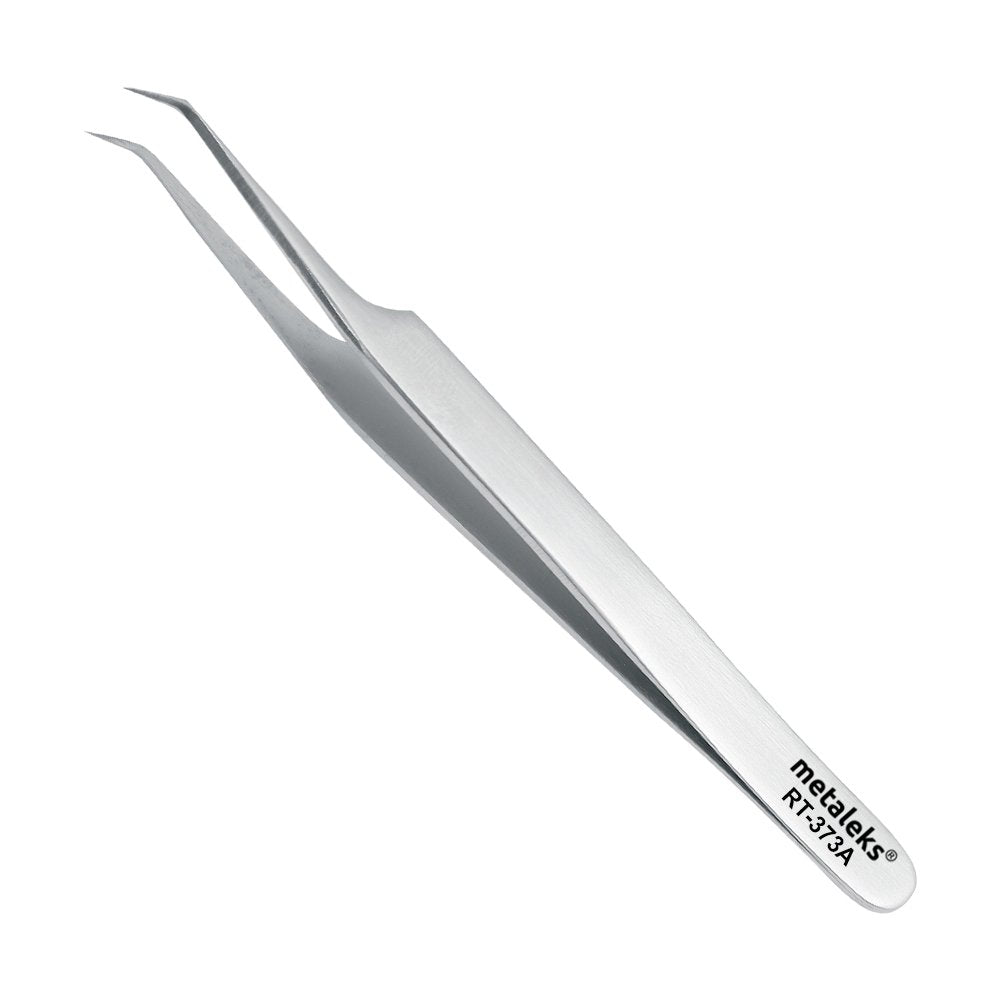 Metaleks Volume Eyelash Extension Tweezers Soft In Use Light In Weight Matt Finish Stainless Steel 45° Angular Tip for 2D - 5D - Sterilizable