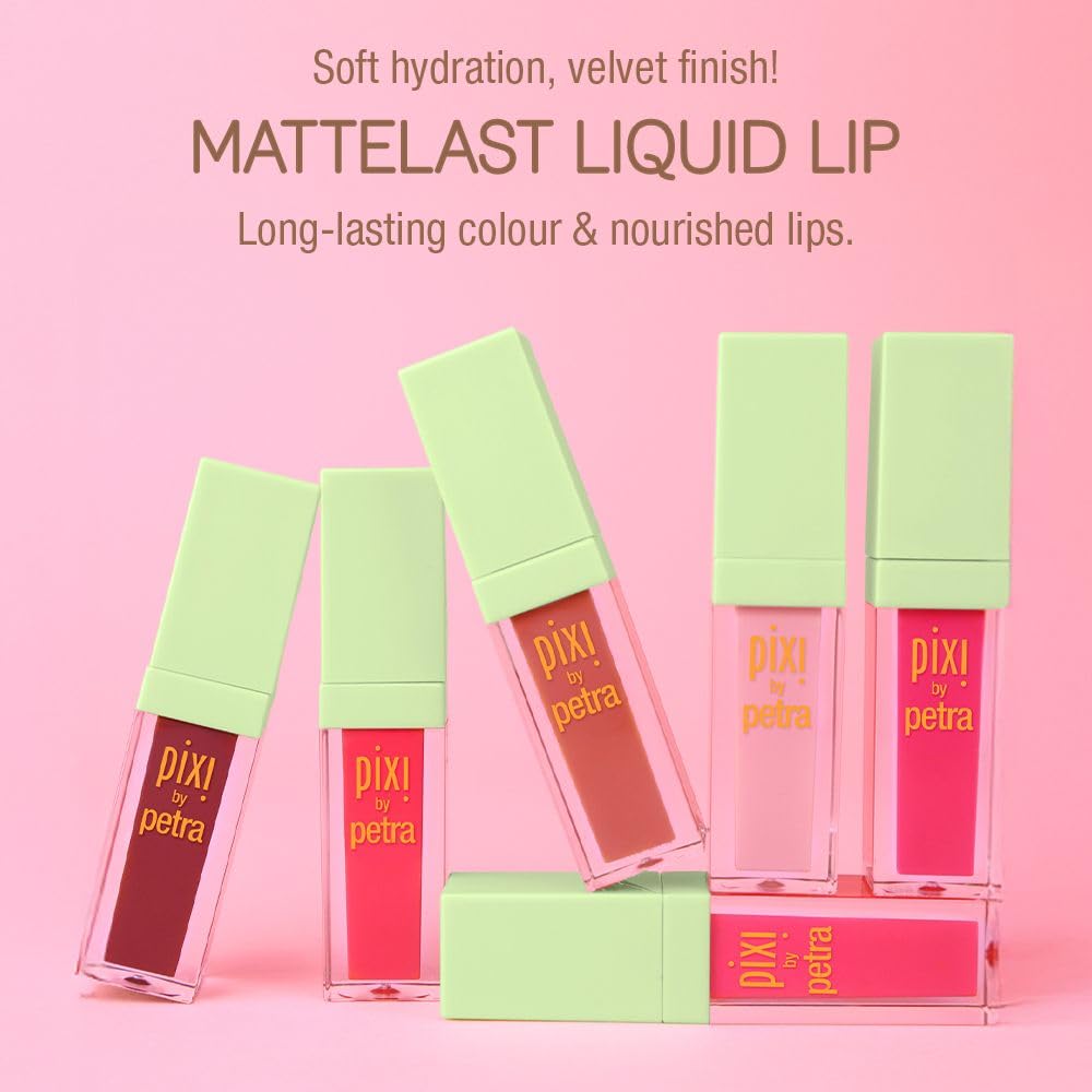Pixi Beauty MatteLast Liquid Lip | Long-Wearing Matte Lip Color with Rosehip Oil | Hydrating & Comfortable | Precision PixiPetal Applicator | Fresh Pink | 0.24 oz/6.9 g