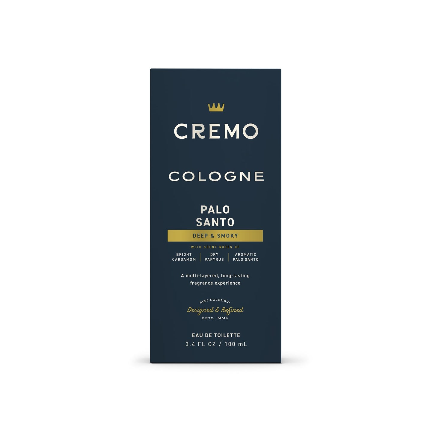 Cremo Cologne for Men – Palo Santo 3.4oz Spray, Bright Cardamom, Dry Papyrus & Aromatic Palo Santo, Long-Lasting Men’s Fragrance