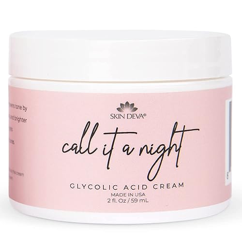 Skin Deva Glycolic Acid Cream Exfoliates Skin During Sleep - Brightens, Corrects Dark Spots & Shadows, Evens Skin Tone, Reduces Pores. Natural