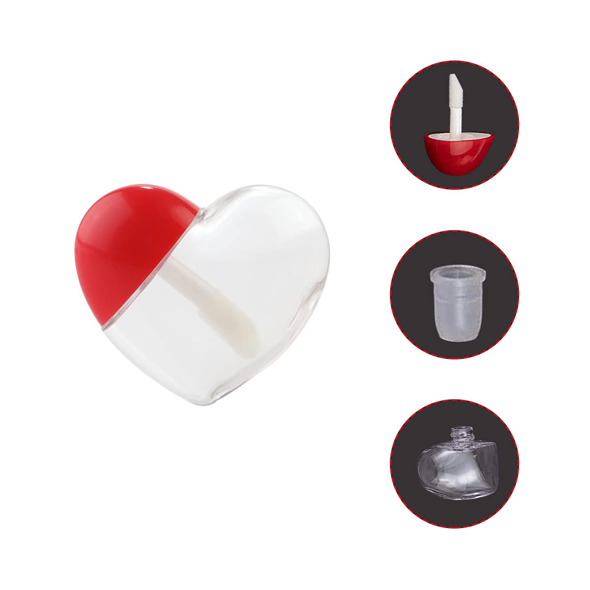 Ewanda store 20 Pcs 5ml Heart Shaped Empty Lip Gloss Tubes Containers Gloss Tubes Containers,Clear Mini Refillable Lip Oil Bottles for Women Girl DIY