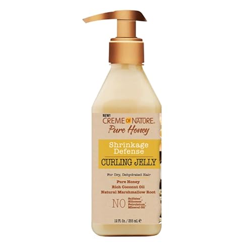 Creme of Nature Curling Jelly, Pure Honey, Coconut Oil and Shea Butter Formula, Shrinkage Defense, 11.5 Oz