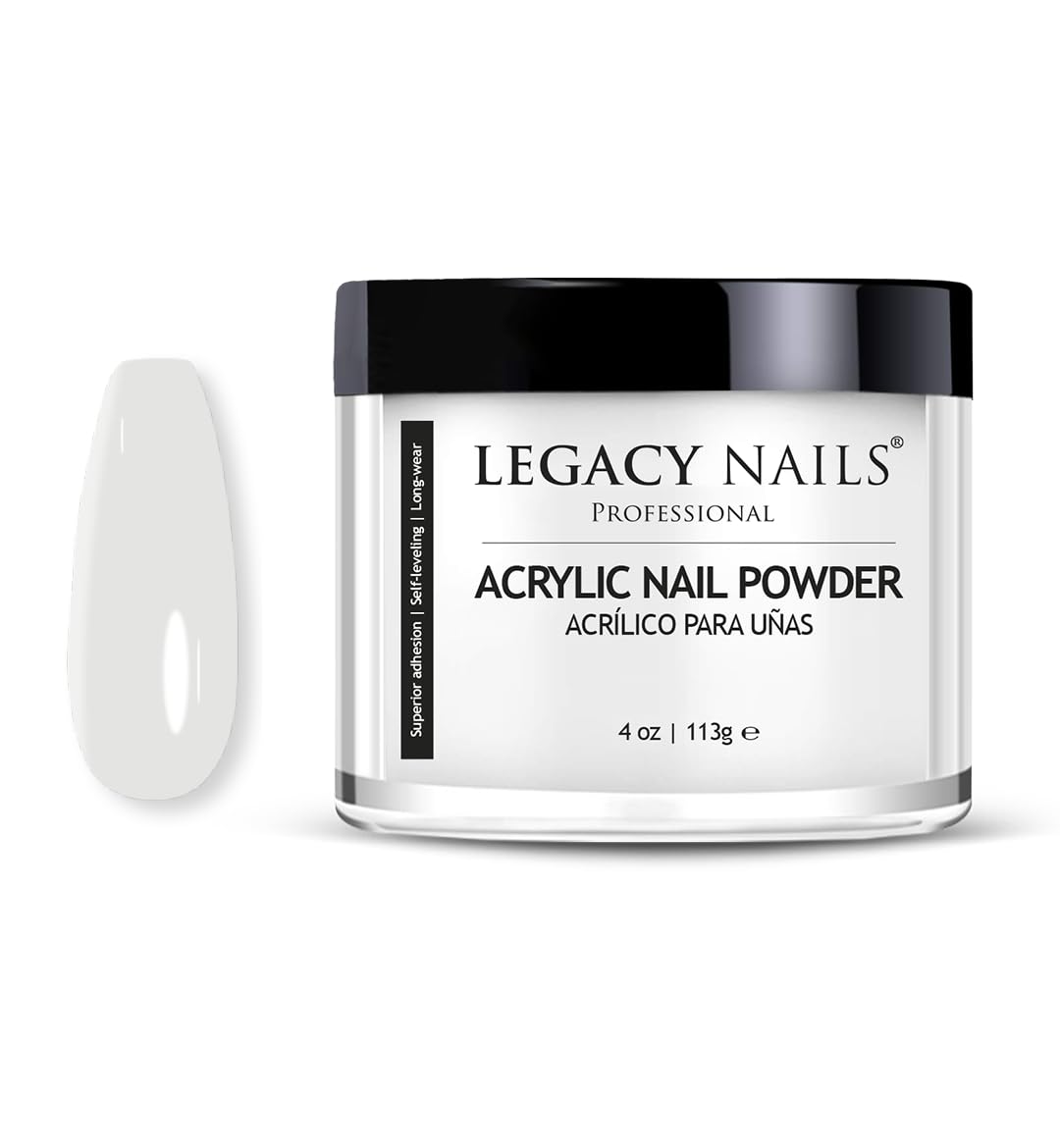 Legacy Nails Professional WHITE ACRYLIC POWDER - 113g / 4oz. - High-Quality, Fast-Drying Formula for Nail Extensions, Sculpting & Overlays Beauty & Personal Care LEGACY NAILS