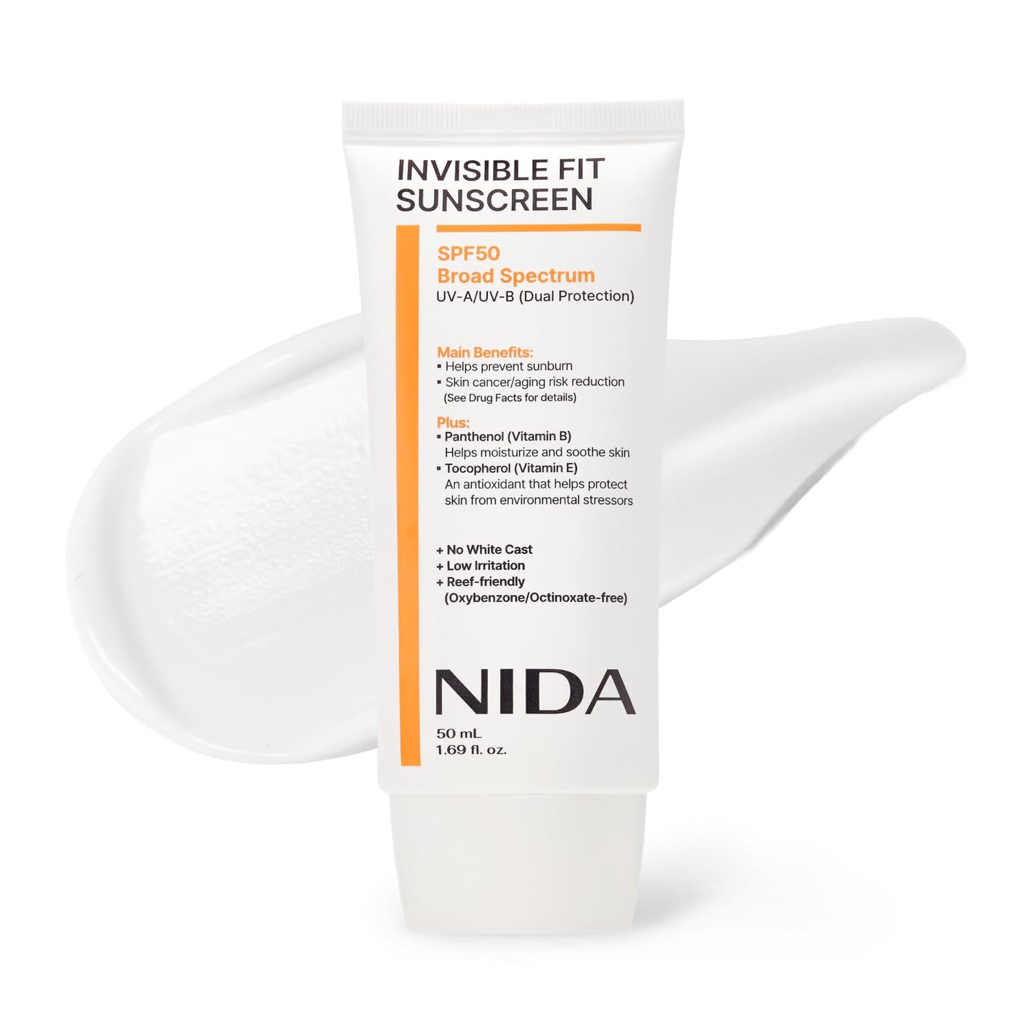 NIDA Invisible Fit Sunscreen SPF 50 Broad Spectrum UV-A/UV-B Protection | No White Cast, Low Irritation, Hydrating Lotion-like Lightweight Glow Beauty and Personal Care NIDA Default Title