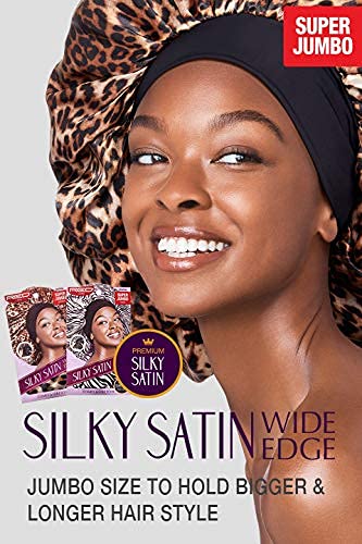 Red By Kiss Silky Satin Sleep Cap Premium Quality Shower Cap Satin Bonnet, Super Jumbo (Leopard) Beauty and Personal Care Red by Kiss