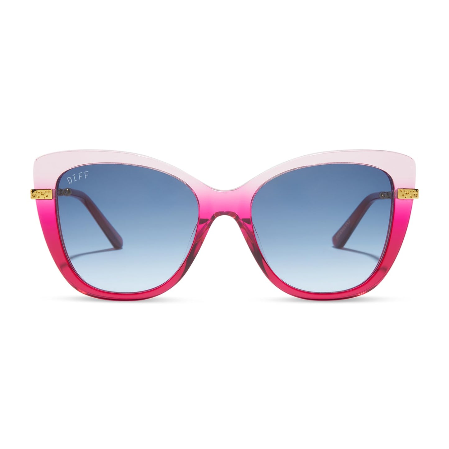 DIFF Harry Potter Hermione Granger 2.0 Square Sunglasses for Women UV400 Protection, Ombre Pink + Blue Bell Gradient
