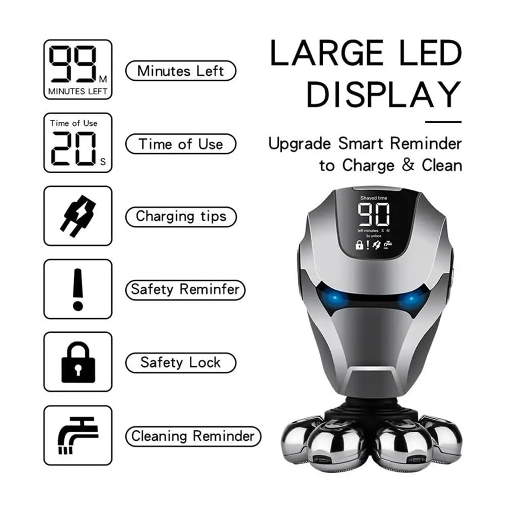 Razors Men's Electric Rechargeable Wireless Razor, 7 Floating Heads, Nose Hair Trimmer, Facial Cleaning Brush, can Shave One's Head(HYN-701) Beauty and Personal Care EWKYLSEM