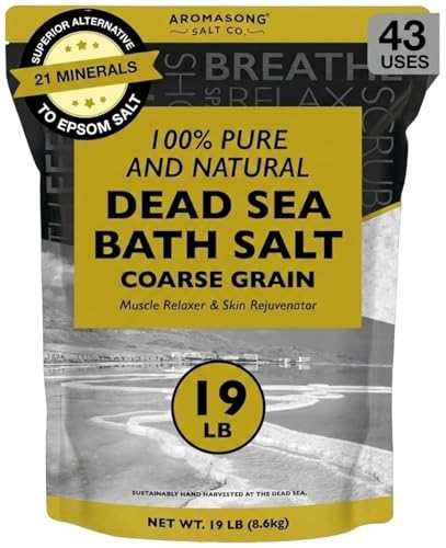 Aromasong Dead Sea Bath Salt - 100% Pure & Natural Dead Sea Salts for Soaking Coarse Grain 19 LB - Bulk Resealable Pack (Packaging May Vary) Used