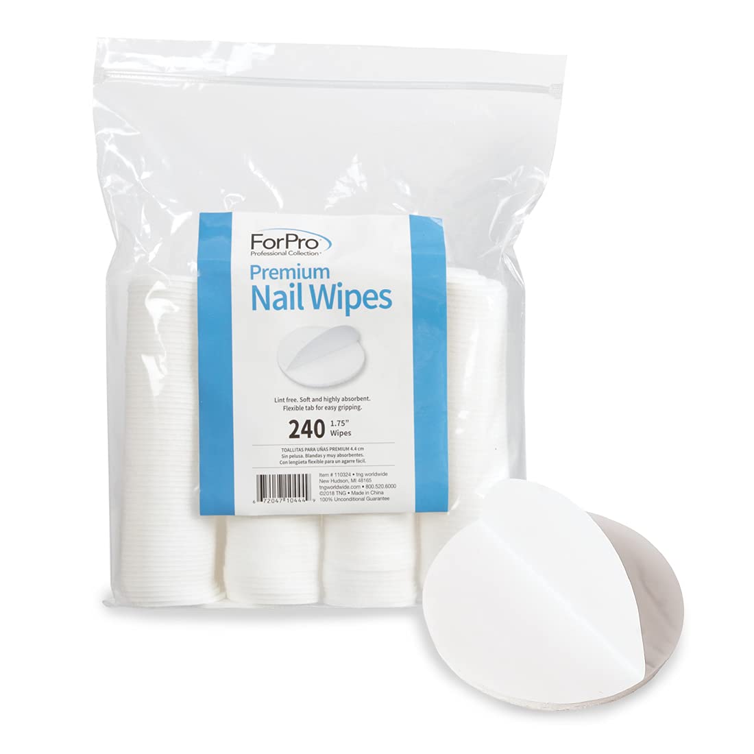 ForPro Professional Collection Premium Nail Wipes, Lint-Free Cotton Wipes for Removing Nail Polish, 1.75", 240-Count